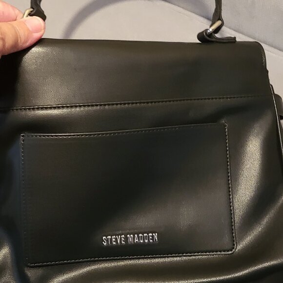 Steve Madden Contemporary Satchel Bag -Soft Black Leather (charms included) NWOT - Picture 6 of 12